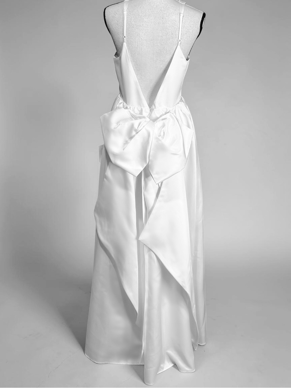 Lulus White Blissfully Beloved Ivory Backless A-Line Bow Maxi Dress Bride NWT M - Picture 6 of 8